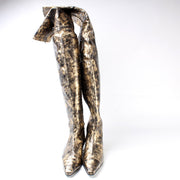 Laminated Goat Skin Thigh High Boots Size 39.5