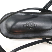 Hermes Strappy Slingback Sandals Black Buckled Leather & Suede Size 39