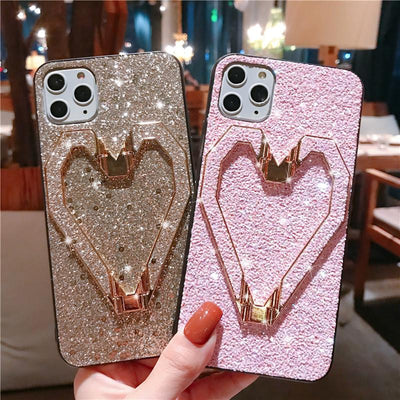 Glitter Love Bracket Phone Case