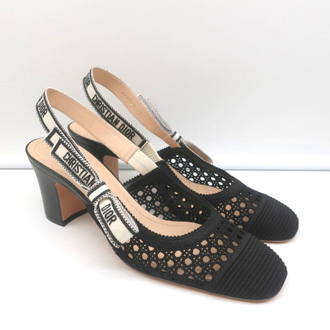 Christian Dior Dior &Moi Slingback Pumps Black Cannage Embroidery Size 41 NEW