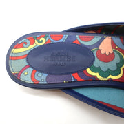 Hermes Oz Kelly Mules Bleu Maritime Leather Palladium Hardware Size 39