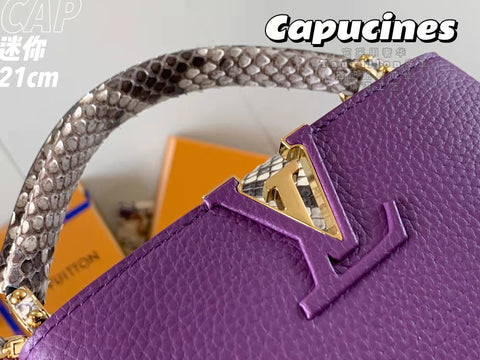 Purple python pattern handbag