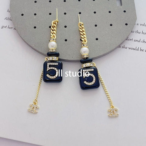 Alloy earrings, long pendant necklace, collarbone chain