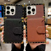 Luxury   leather card  Square   phone case For Samsung