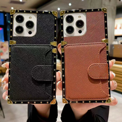 Luxury   leather card  Square   phone case for iPhone