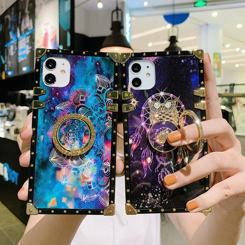 Starry sky flower square phone case