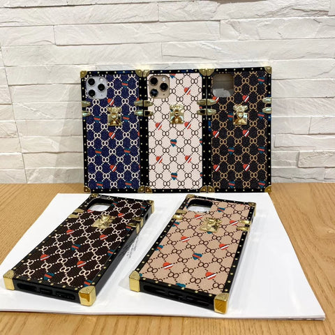 Luxurious leather square phone case for iphone