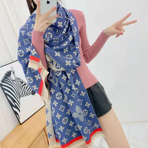 Luxury Shawls Wraps Print Tassels Winter Cashmere Scarf