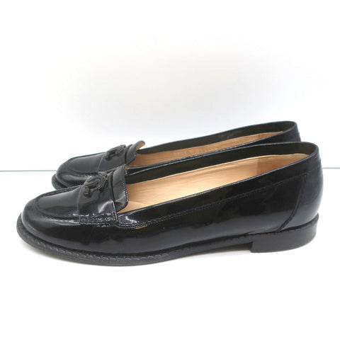 08P CC Loafers Black Patent Leather Size 39.5 Slip-On Flats