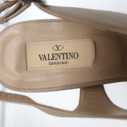 Valentino Flower Platform Slingback Sandals Taupe Leather Size 39.5 NEW