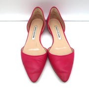 Manolo Blahnik d'Orsay Pointed Toe Flats Soussaba Fuchsia Leather Size 36.5