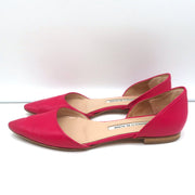 Manolo Blahnik d'Orsay Pointed Toe Flats Soussaba Fuchsia Leather Size 36.5