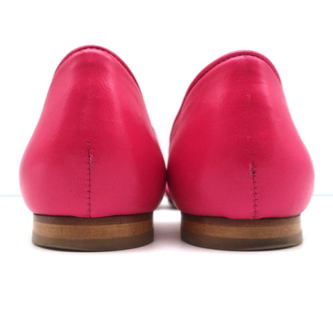 Manolo Blahnik d'Orsay Pointed Toe Flats Soussaba Fuchsia Leather Size 36.5