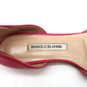 Manolo Blahnik d'Orsay Pointed Toe Flats Soussaba Fuchsia Leather Size 36.5