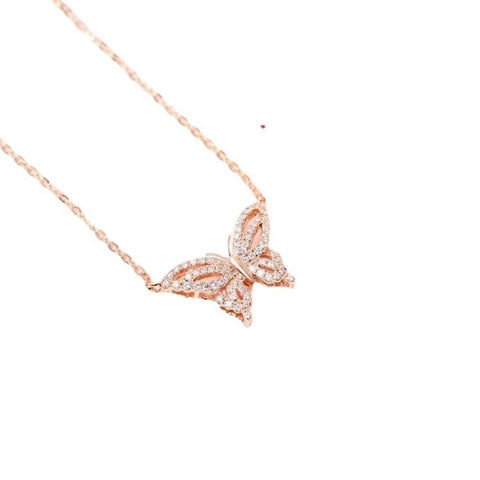 Butterfly diamond-encrusted collarbone chain