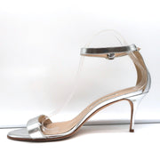 Ankle Strap Sandals Silver Metallic Leather Size 41.5