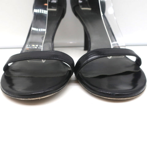 Stuart Weitzman Nunaked Ankle Strap Sandals Black Leather Size 10.5