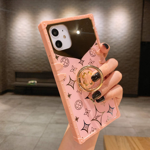 Luxury mirror square Bracket phone case