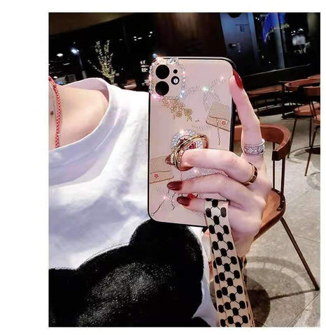 Rose rhinestone phone case For iphone