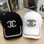 Luxury plush baseball cap with diamonds