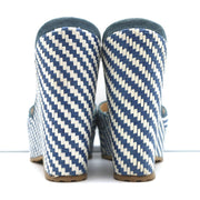 Jimmy Choo Perfume Crisscross Platform Wedge Sandals Blue Woven Raffia Size 37