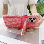 High-quality embroidered leather card crossbody phone case