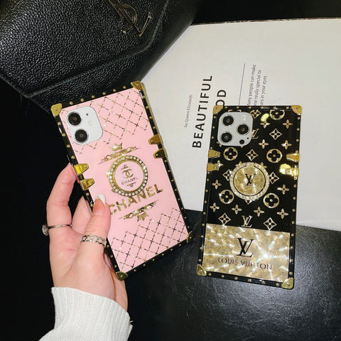 Shiny golden pink stand phone case