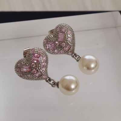 New colored diamond love pearl earrings female earrings