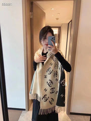 New Luxury autumn and winter Stitching color cashmere warm shawl tassel scarf