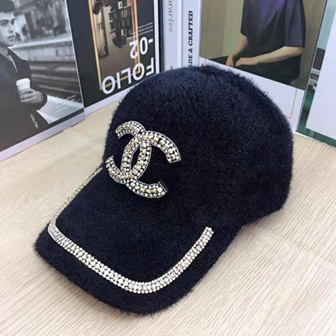 Luxury plush baseball cap with diamonds