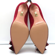 Aquazzura Love Tassel Pumps Red Suede Size 36.5 Pointed Toe Heels