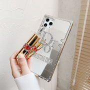 Rhinestone square mirror phone case