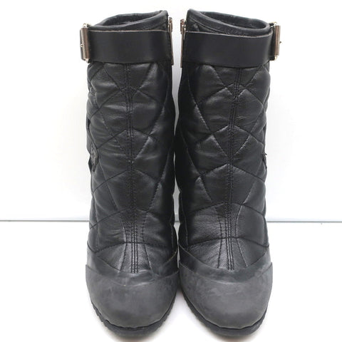 BB Brit Beverley 100 Ankle Boots Black Quilted Leather & Rubber Size 37