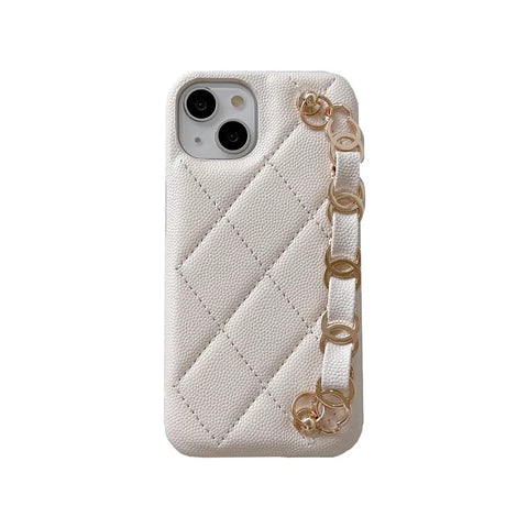 Luxury Wrist strap leather phone case for iphone