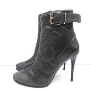 BB Brit Beverley 100 Ankle Boots Black Quilted Leather & Rubber Size 37