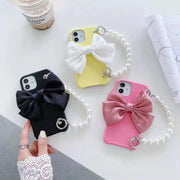 Luxury leather pearl bracelet phone case For iphone