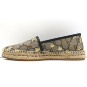 Gucci Pilar Espadrille Flats Beige/Gold Bee Print GG Supreme Canvas Size 36.5