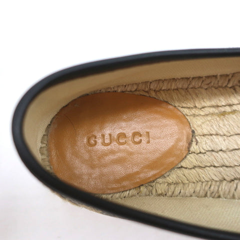 Gucci Pilar Espadrille Flats Beige/Gold Bee Print GG Supreme Canvas Size 36.5