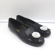 13B Camellia Cap Toe Flats Black Leather Size 37