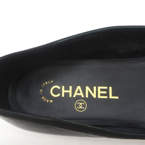 13B Camellia Cap Toe Flats Black Leather Size 37