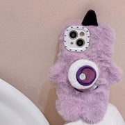 Purple plush monster phone case