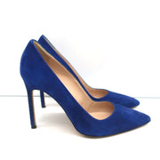 Manolo Blahnik BB 105 Pumps Blue Suede Size 36 Pointed Toe Heels