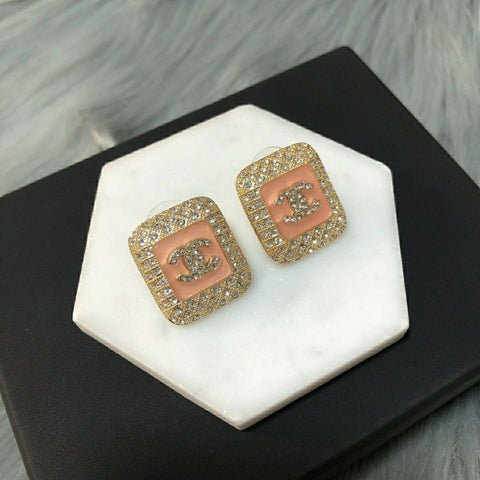 Pink ceramic stud earrings