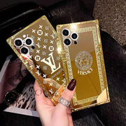 New golden luxury square phone case