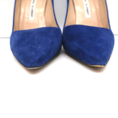 Manolo Blahnik BB 105 Pumps Blue Suede Size 36 Pointed Toe Heels