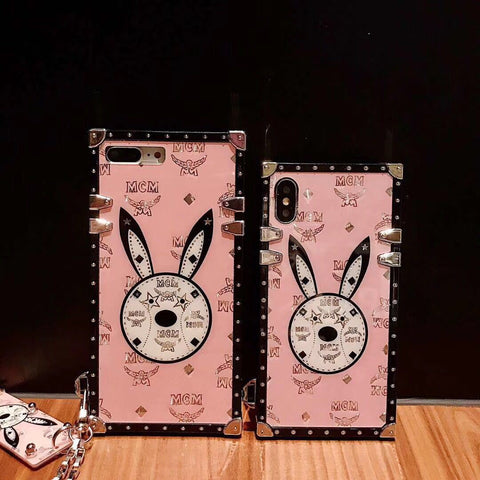 Luxury rabbit square phone case for Samsung