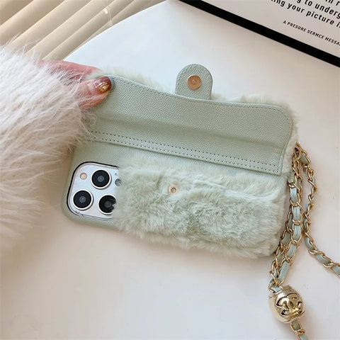 Luxury soft body cross plush phone case for iphone