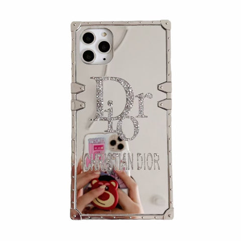 Rhinestone square mirror phone case