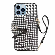 Houndstooth wallet portable phone case  For Samsung