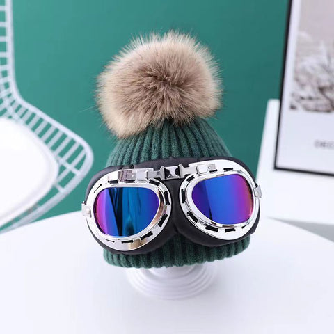 New Skiing with glasses knitted Kids hat